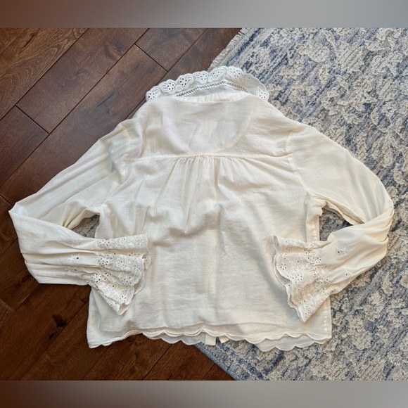 Reformation White Lace Collar Blouse NWOT Size Small Romantic Cottagecore - Picture 3 of 3